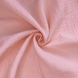 Ткань Муслин Жатый, цвет Нежно-Розовый (на отрез)  в Туле