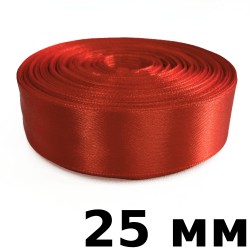 Лента Атласная 25мм, цвет Красный (на отрез)  в Туле