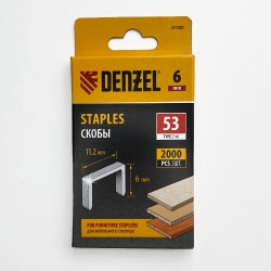 Denzel Скобы, 6 мм, для мебельного степлера, тип 53, 2000 шт.  в Туле