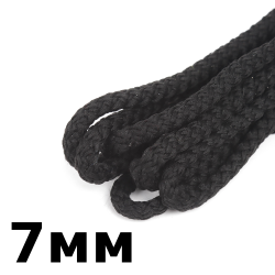 Шнур с сердечником 7мм, цвет Чёрный (плетено-вязанный, плотный)  в Туле